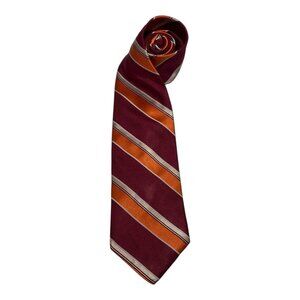 Vintage Silk Diagonal Maroon Orange Stripe Men's Express Tie